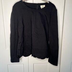 Kate Spade Scallop Hem Black Top Zipper Back Women's Size 10
